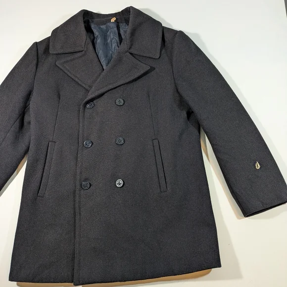 Vintage Michel Beaudouin Double-Breasted Navy Pea Coat Size 48 RARE - Picture 4 of 16